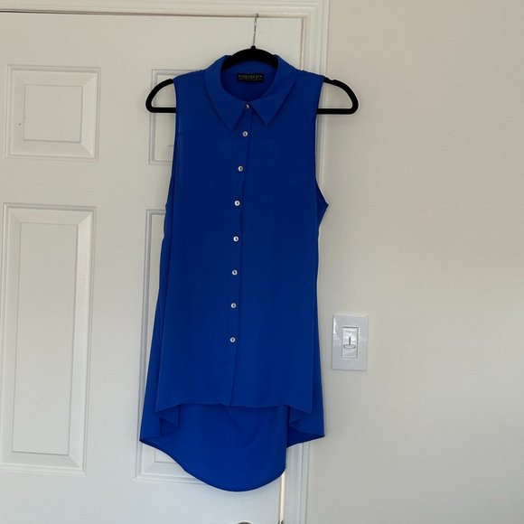 FOREVER21+ Blue Open Back Flowy Top - Picture 1 of 4